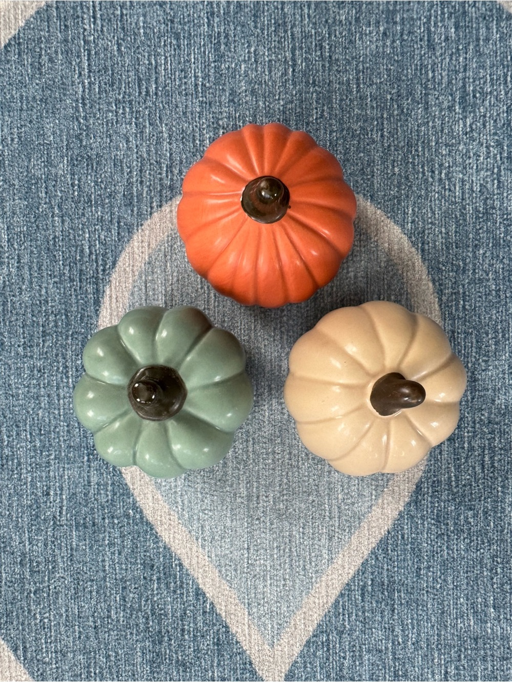 Ceramic Pumpkin Decorative Accent Set - Orange, Sage, Cream